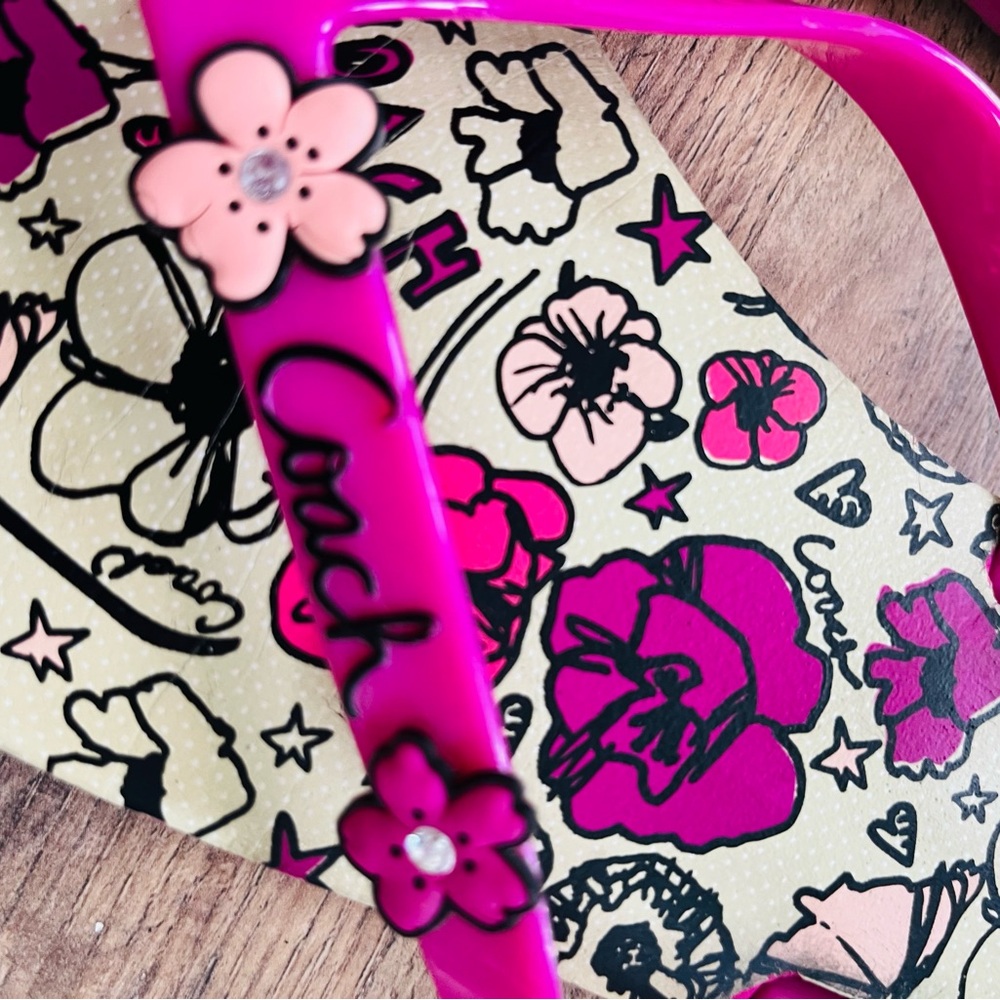 Coach Women's Pink Floral Jelly Sandals